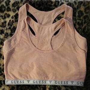 Guess Peachy Pink Racerback Sports Bras with Logo Band